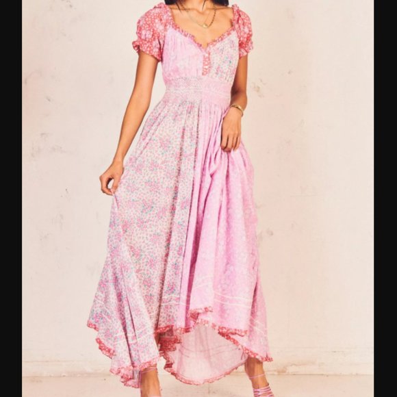 LoveShackFancy Dresses & Skirts - LoveShackFancy Ren Maxi Dress pink strawberry melange XS